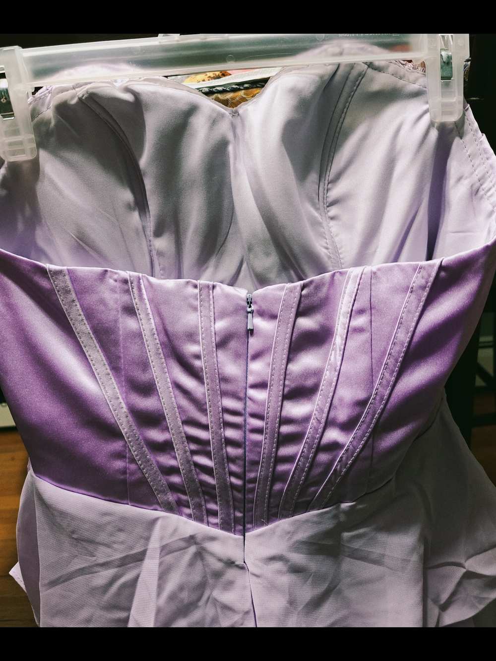 Strapless Lavender Ruffled Mini Dress - Picture 3 of 5